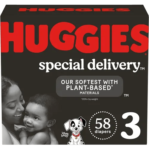 Huggies Special Delivery Hypoallergenic Baby Diapers Size 3 (16-28 lbs), 58 Ct, Fragrance Free, Safe for Sensitive Skin