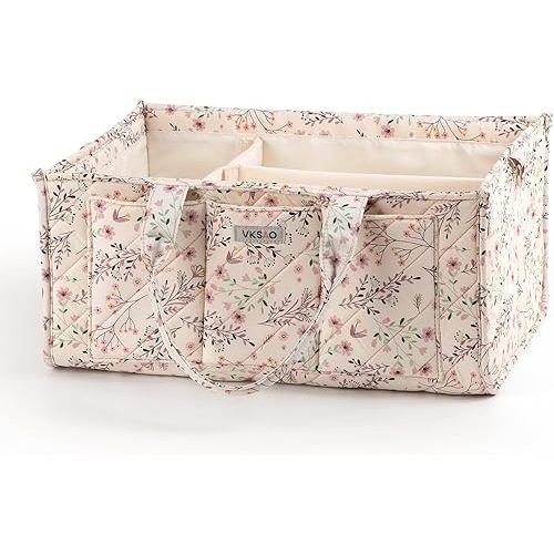 Diaper Caddy Organizer for Baby Essentials – Storage Basket with Compartments, Shoulder Strap & Stroller Hooks – All-in-One Multifunctional Nursery Baby Shower Gifts Bags