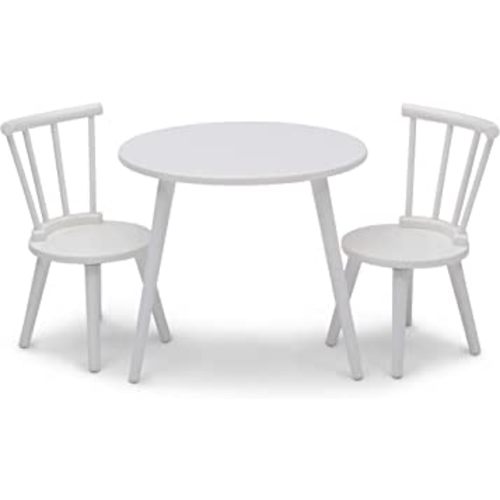 Delta Children Homestead Kids Table & 2 Chairs Set - Ideal for Arts & Crafts, Greenguard Gold Certified, Bianca White