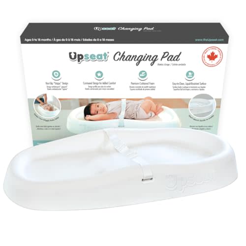 Upseat Baby Changing Pad, Non-Slip Grippy Design, Premium Cushioned Foam, Contoured for Comfort, Waterproof and Easy-to-Clean, Liquid-Resistant (Coconut)