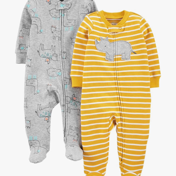 Simple Joys by Carter's baby-boys 2-way Zip Thermal Footed Sleep and Play, Pack of 2