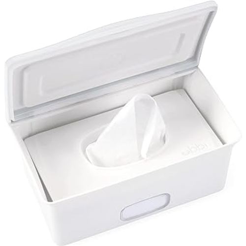 Ubbi Baby Wipes Dispenser | Baby Wipes Case | Baby Wipes Holder with Weighted Plate, Keeps Wipes Fresh and Non-Slip Rubber Feet, White