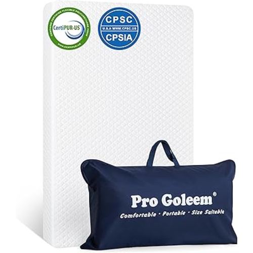 Pro Goleem Pack and Play Mattress (38"x26"), Waterproof Pack n Play Mattress Pad with Carry Bag, Soft Playard Mattress for Babies and Toddlers