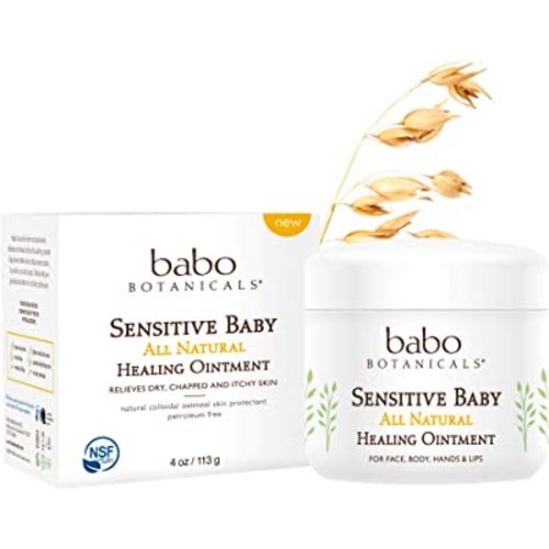 Babo Botanicals Sensitive Baby Fragrance-Free All Natural Healing Ointment - 99% Organic & 1% Colloidal Oat - Steroid-Free - NSF Certified - for Eczema, Irritated/Itchy Skin - Face, Body, Diaper Area