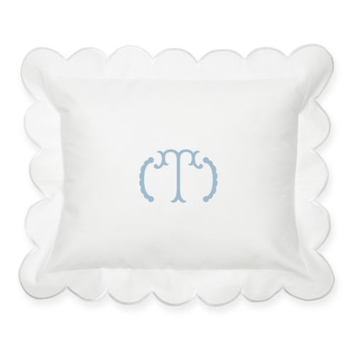 Baby Boudoir Scalloped Pillow
Design Template: Romanesque Solid Circle Border - Style R67
Text: "T", Medium Light Blue