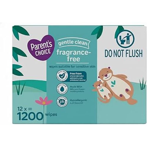 Parent’s Choice Fragrance-Free Baby Wipes – 1200 Count, Flip-Top Packs, Hypoallergenic, Fragrance Free, pH-Balanced with Aloe & Vitamin E.