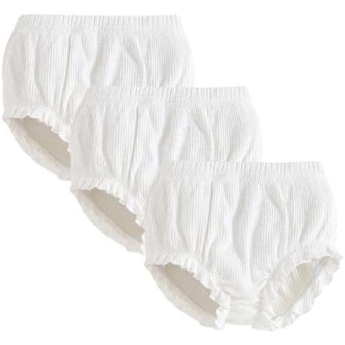 SOBOWO 3-Pack Bloomers for Baby Girls Diaper Covers Ribbed Ruffle Solid Triangle Baby Girl Shorts Summer Toddler Underwear
