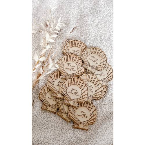 Sea Shell Collection // LASER ENGRAVE Birth Month, Birth Announcement, Baby Plaque