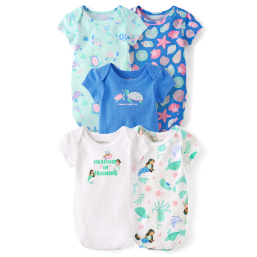 Baby Girls Sea Creature Bodysuit 5-Pack - White