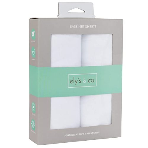 Ely’s & Co. Bassinet Sheet 2-Pack — Combed, 100% Jersey Cotton for Baby Boy and Baby Girl — Solid White