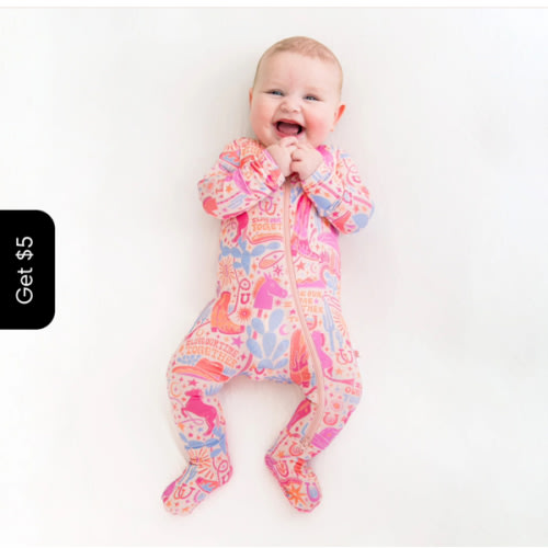 Saddle Up | Bamboo Footie Onesie Sleeper | "I Love Our Time Together" | Thermo-Regulating, Double Zipper, 4-Way Stretch | Raising Mama