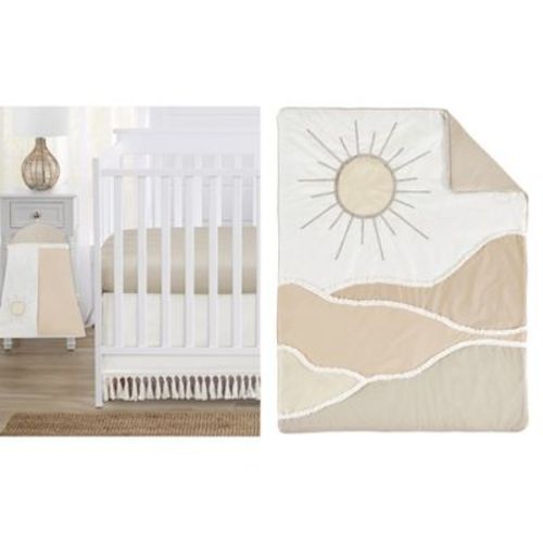 Sweet Jojo Designs Boy Or Girl Gender Neutral Unisex Baby Crib Bedding Set - Desert Sun Taupe And Ivory 4pc
