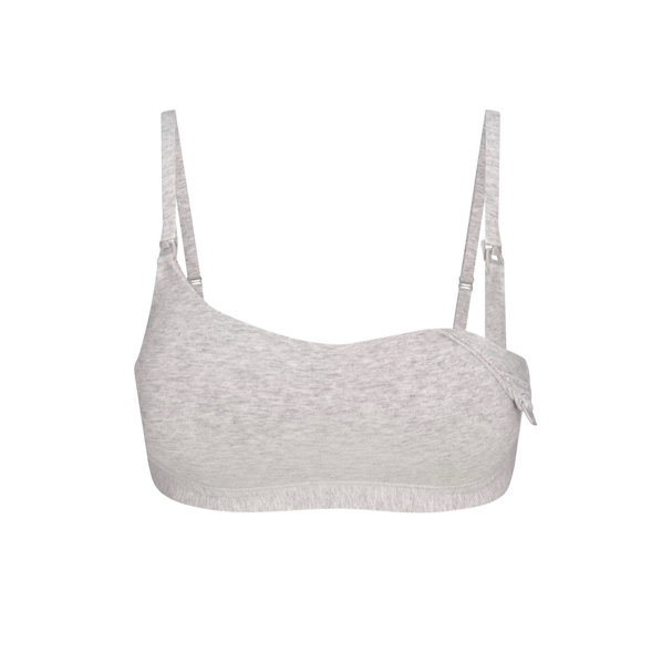COTTON JERSEY MATERNITY NURSING SCOOP BRALETTE | LIGHT HEATHER GREY | SKIMS