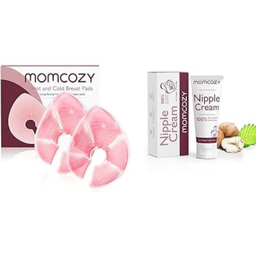 Momcozy Breast Therapy Packs, 2 Pack & Momcozy 100% Natural Nipple Cream
