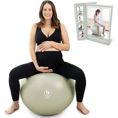 BABYGO Birthing Ball - Pregnancy Yoga Labor & Exercise Ball & Book Set Trimester Targeting, Maternity Physio, Birth & Recovery Plan Included Anti Burst Eco Friendly