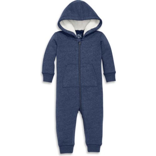 Baby Teddy Fleece-Lined Zip Romper, 0-3M