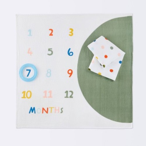 Milestone Swaddle Baby Blanket with Felt Frame - Multi Dot - Cloud Island™