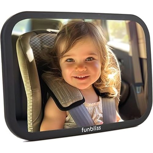 Funbliss Baby Car Mirror Safely Monitor,Car Mirror Baby Rear Facing Seat,No Assembly Required, Safer,Best Newborn, Shatterproof