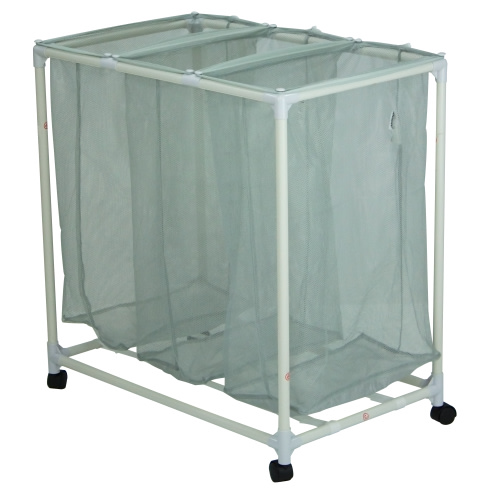 Mainstays Soft Silver 3 Bag Mesh Rolling Laundry Sorter Cart