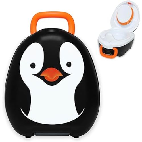 My Carry Potty - Penguin Travel Potty, Award-Winning Portable Toddler Toilet Seat for Kids to Take Everywhere