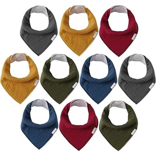 Muslin Baby Bibs for Boys Girls,Baby Bibs for Teething and Drooling,Baby Drool Muslin Bibs,Newborn Bibs for Baby Boy Girl
