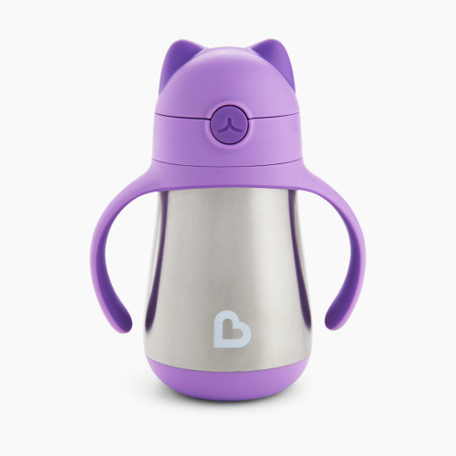 Munchkin Cool Cat Stainless Steel Straw Cup - Purple, 1