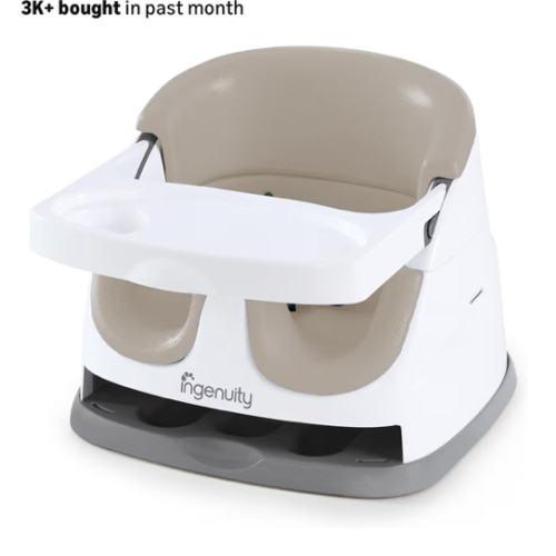 Ingenuity Baby Base 2-in-1 Booster Feeding and Floor Seat with Self-Storing Tray - Cashmere