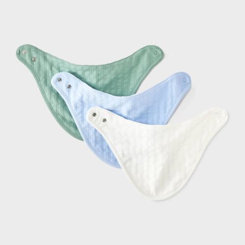 Baby Cotton 3pk Bibs - Cloud Island™ Blue/green/white