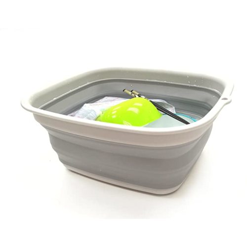 SAMMART 7.7L (2 Gallon) Collapsible Tub - Foldable Dish Tub - Portable Washing Basin - Space Saving Plastic Washtub (Grey, S)