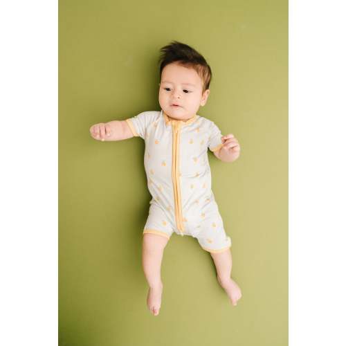 Lemon Delight Bamboo Short Romper, 6-9 month