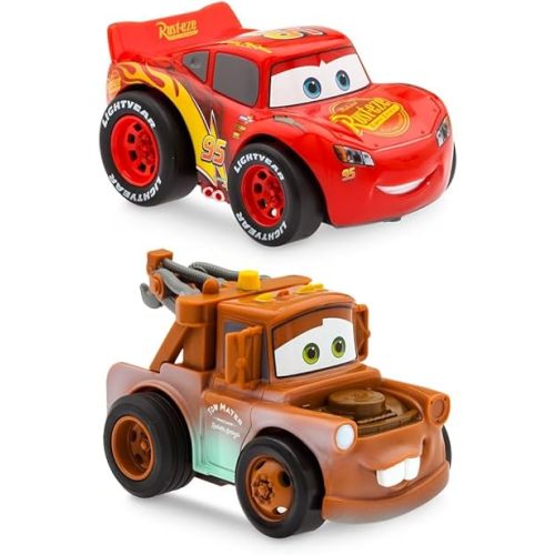 Disney Store Official Lightning McQueen and Tow Mater Pullback Stunt Vehicles Set - Pull Back Toys, 4 Tricks - Super Speed, Wheelie, Spin Right/Left - Fun Stunt Car Set for Kids