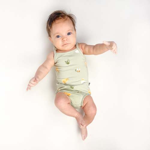 Spaghetti Strap Leotard in Aloe Chick
