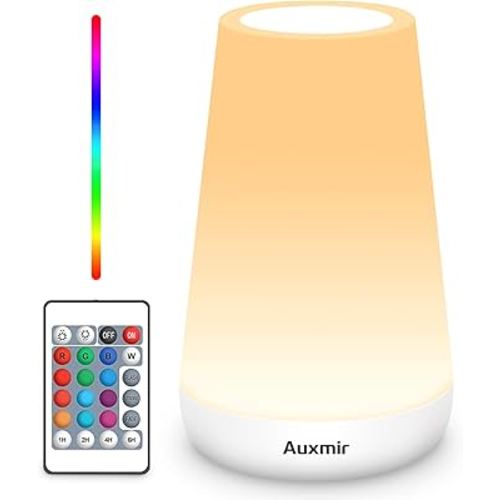 Auxmir Night Light for Kids Baby, LED Bedside Lamp for Nursery, Touch Sensor and Remote Control Dimmable, USB Rechargeable and Sleep Aid, 13 Colors Changing Portable Lamp for Bedroom Eye Caring