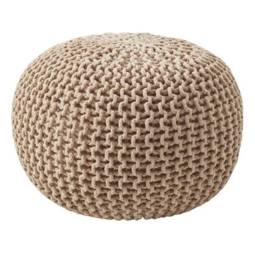 Round Pouf Foot Stool Ottoman by Sweet Home Collection - Taupe