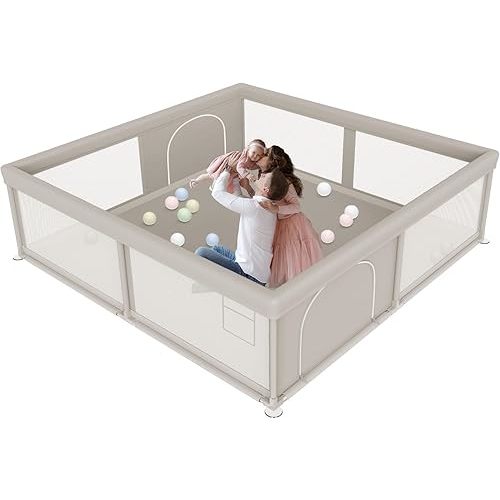 79x79 Inch Large Baby Playpen, Playpens for Babies and Toddlers, Indoor & Outdoor Extra Large Kids Activity Center, Baby Play Yard with Zipper Gates