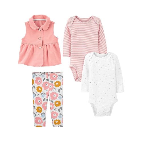 Simple Joys by Carter's Baby Girls' 4-Piece Short-Sleeve Shirts and Pants Playwear Set