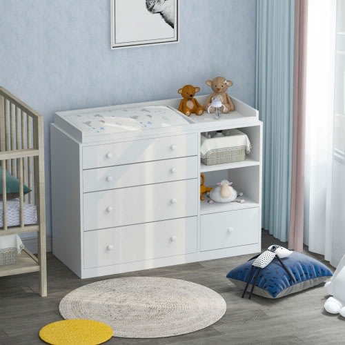 Timechee 47.2"W 5 Drawers Wooden Changing Table Dresser