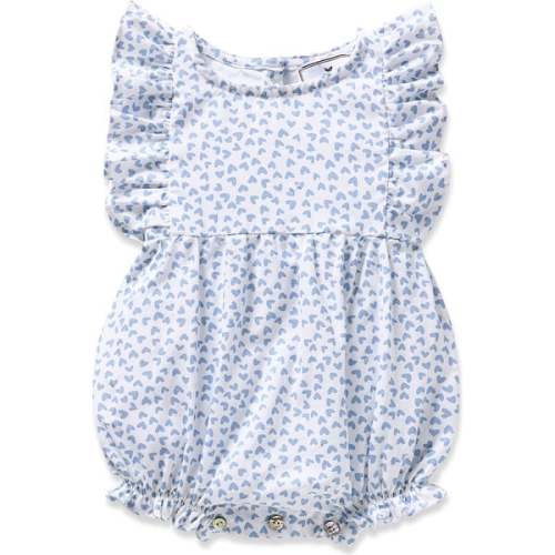 Infant's Ruffled Romper, Blue Hearts - Petite Plume | Maisonette