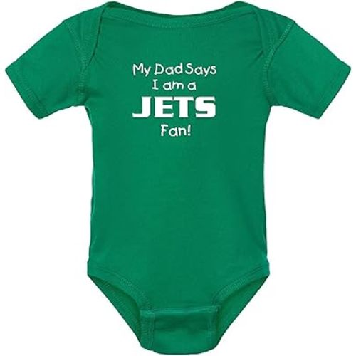 Campus Originals My Dad Says I am a Jets Fan Baby Bodysuit - Kelly Green