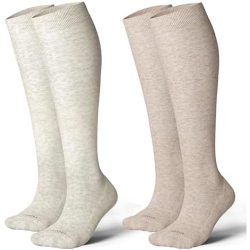 LEVSOX Thick Cotton Compression Socks for Women&Men 20-30mmHg Knee High Cute Support Sock for Nurses, Pregnancy, Travel