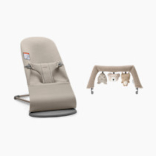 BabyBjörn Bouncer Bliss and Toy Bar Bundle - Sand Gray/Soft Friends Neutrals