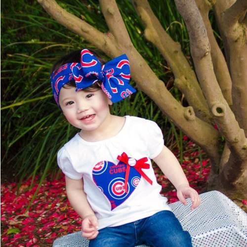Chicago Cubs Baseball Inspired Glam Headwrap Headband Toddler Bows Big Bow Infant Little Baby Girl Tied Hair Headbands Sale