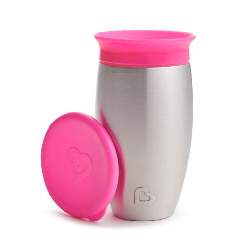 Munchkin® Miracle® 360° Stainless Steel Toddler Sippy Cup, 10 oz, Pink, Unisex