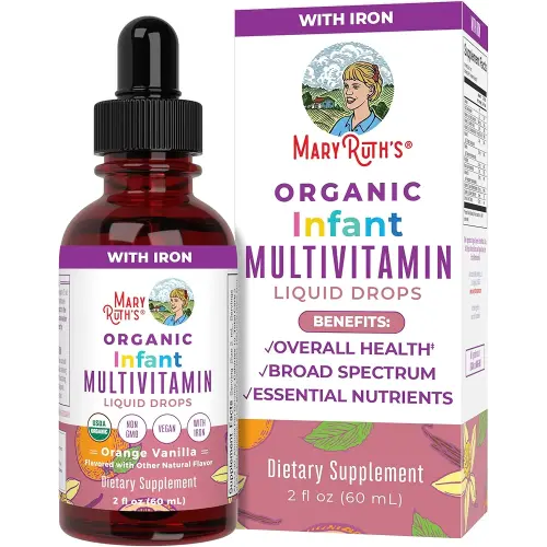 MaryRuth Organics Multivitamin & Multimineral with Iron for Infants | USDA Organic | Sugar Free | Liquid Vitamins for Babies 6-12 Months | Immune Support & Overall Wellness | Vegan | Non-GMO | 2 Fl Oz
