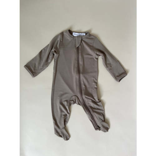 Bamboo Zipper Footie - Ash Brown – Purely Little