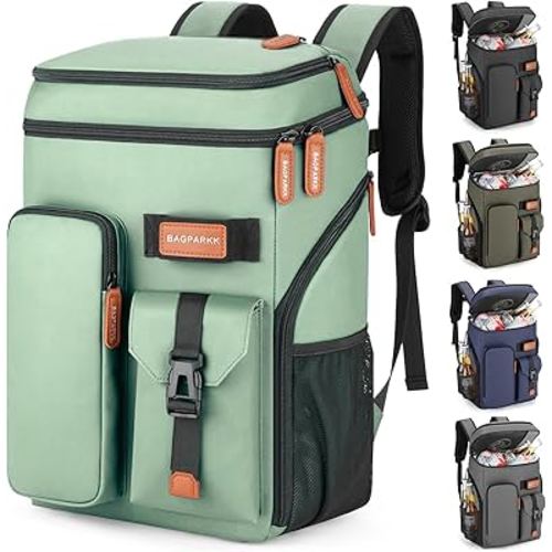 Insulated Cooler Backpack,33 Cans Multifunctional Double Deck Leakproof Cooler Bag with Sternum Strap,Large Capacity Lightweight Travel Camping Beach Backpack