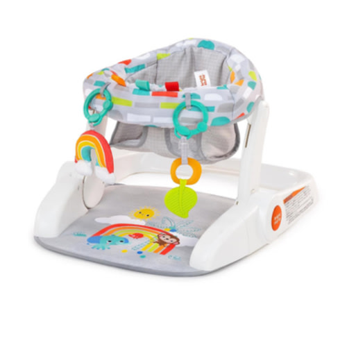 Bright Starts Learn-to-Sit Baby Floor Seat, 2-Positions Grow with Infant, Portable Baby Chair, Includes Sensory Toys, Unisex, 4-12 Months, Playful Paradise