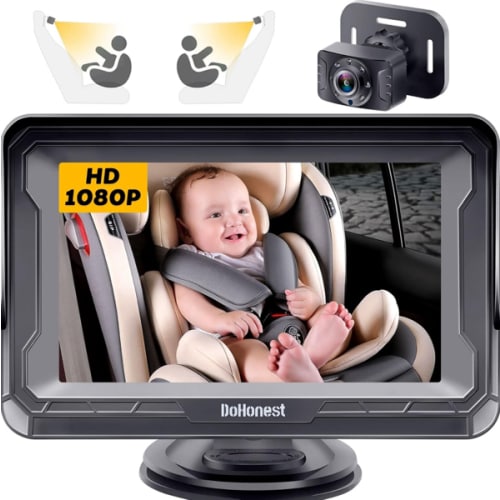 DoHonest Baby Car Camera HD 1080P - Rear-Facing Car Baby Monitor with Night Vision, Adjustable View Angle, Easy Setup, Anti-Glare Display, Safety for Kids & Infants