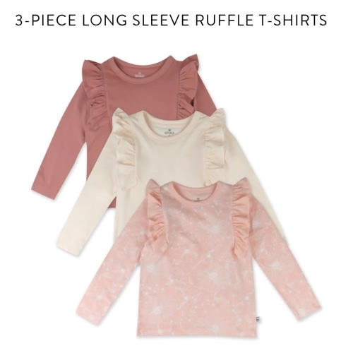3-Piece Long Sleeve Ruffle T-Shirts | Honest Baby Clothing