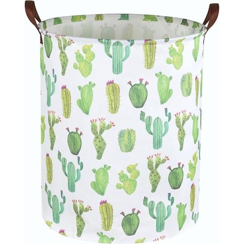 Essme Baby Hamper,Nursery Laundry Basket,Kids Laundry Hamper,Cactus Hamper for Boys, Gift Baskets,Cactus Room Decor,Home Organizer (Green Cactus)